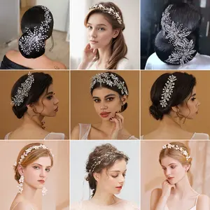 Handgemaakte Tiara Hair Vine Keramische Bloem Crystal Parel Bruids Hoofddeksel Bruiloft Hoofdband Meisje Vrouwen Haaraccessoire Hoofdtooi