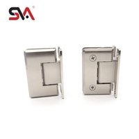 Ensemble de charnières à pince pivotante pour porte de douche en verre à 90 degrés, en laiton massif biseauté, finition nickel brossé CRL SVA-9006