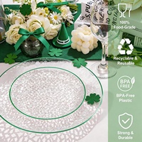 60 Assiettes jetables en plastique vert transparent, robustes et élégantes, effet martelé, pour fêtes, comprenant 30 assiettes à dîner et 30 assiettes à salade