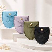 Pochette en microfibre avec rabat arrondi et fermoir doré, bleu clair, pour bijoux, pièces de monnaie, cadeaux, rangement de voyage