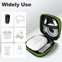 Tas Earphone EVA Busa Anti-benturan dengan Saku Jaring Resleting, Kantong Penyimpanan Perjalanan untuk Earbud Nirkabel dan Kabel Audio