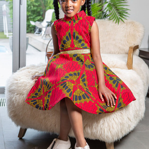 Mode Offre Spéciale petites filles <span class=keywords><strong>robe</strong></span> de soirée imprimé africain col haut <span class=keywords><strong>robe</strong></span> mi-longue pour enfants - Product Image 3