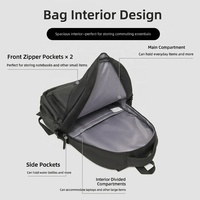 Sac à dos unisexe grande capacité en nylon imperméable avec fermeture éclair, antivol, tendance, minimaliste urbain, multi-poches, pour étudiants, voyage et usage quotidien