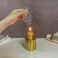 Lampe à huile en céramique de style vintage, lanterne de table plaquée or et argent, lumière décorative pour la maison, décoration de Noël