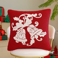 Coussin décoratif de Noël en peluche brodé, motif flocon de neige rouge, renne, cloche, arbre, garni de coton PP, unisexe, pour canapé, maison, fêtes