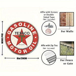 Panneau métallique vintage Texaco Gasoline, logo étoile rouge, produits pétroliers, décoration pour <span class=keywords><strong>garage</strong></span>, man cave, art mural automobile - Product Image 5