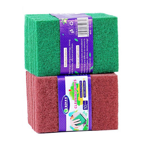 10 pièces Pack tampons à récurer réutilisables vert rouge Nylon tampon à récurer abrasif éponge émeri pour vaisselle cuisine éponges tampons à récurer - Product Image 1