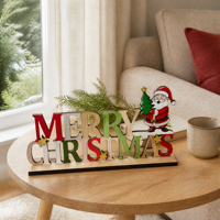 Décorations de Noël en bois personnalisées, luge en bois et figurines de dessin animé, articles de décoration de bureau, ambiance festive transfrontalière