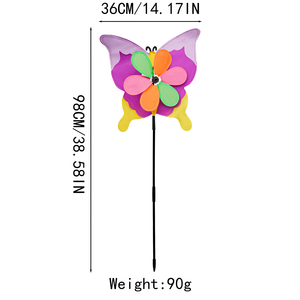 Molinillo de <span class=keywords><strong>Viento</strong></span> con Forma de Mariposa para Jardín, Alas de Doble Capa, Molinillo de Flores, Decoración para Patio Exterior, 36x98cm - Product Image 4