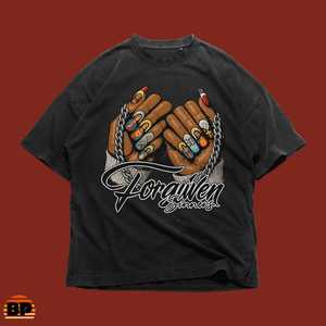 T-shirt Grafica Forgiven Sinners Oversize Unisex in Cotone Nero Girocollo Manica Corta Streetwear Vintage Lavato - Product Image 1