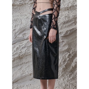 Bán Buôn Trưởng Thành Thiết Kế Thanh Lịch Ưa Thích Rỗng Cao Eo Dây Kéo Dài PU Da Váy Cho Phụ Nữ - Product Image 2