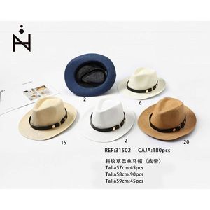 Sombrero Panamá de Sarga con Cinturón 57 58 59 cm para Hombre y Mujer, Moda para Exteriores - Product Image 1