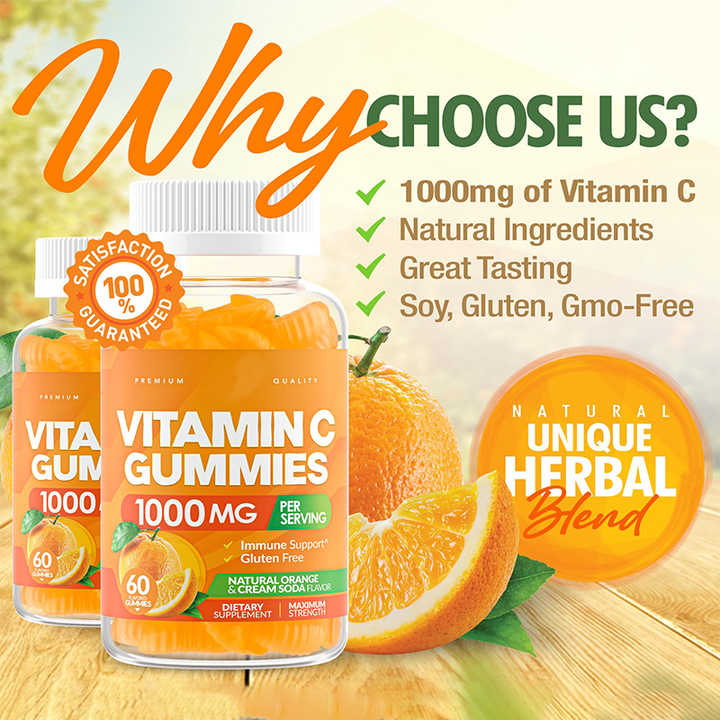 Wholesale Vitamin C Zinc & Herbal Extracts Immune & Collagen Support Multivitamin Gummies Gummy Candy Dosage Form