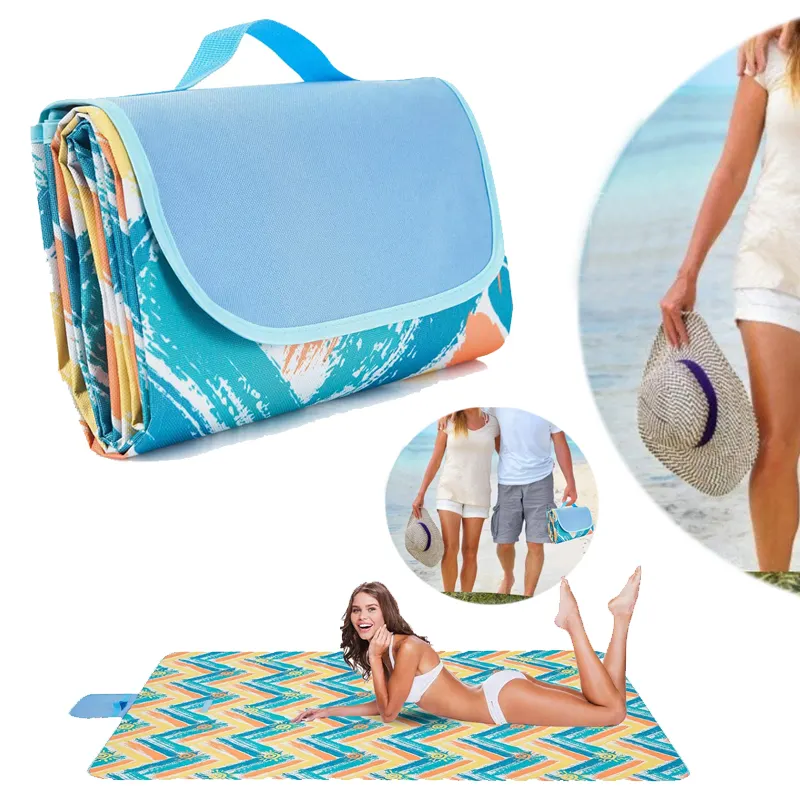 Estilos de moda, alfombrilla de playa plegable portátil personalizada para Picnic, manta de Picnic para acampar, alfombrilla a prueba de humedad para senderismo al aire libre