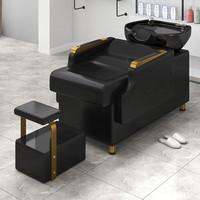 Perlengkapan Salon Rambut Desain Modern Mewah, Kursi Keramas dengan Spons Kepadatan Tinggi, Bak Keramik, Sandaran Kaki yang Dapat Disesuaikan