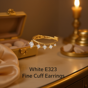 Pendientes de Aro Finos Shualluk, Oro Sólido de 18K, Diamantes Blancos con Corte Princesa, Diseño Geométrico para Uso Diario de Mujer - Product Image 2