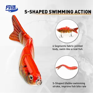 Bán Buôn Sống Động Như Thật Chìm Minnow Cứng Boby Câu Cá Lure 6 Phân Đoạn Swimbait Đa Nối Mồi Với 3D Mắt Cho Bass