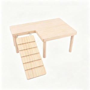 Plataforma de madera para hámster con escaleras, rectangular, multifuncional, mueble para mascotas de interior para hámsters pequeños - Product Image 1