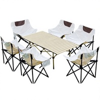 Table et chaises de camping pliantes d'extérieur, portables, rectangulaires, pour marché nocturne, en tissu Oxford 600D et acier carbone