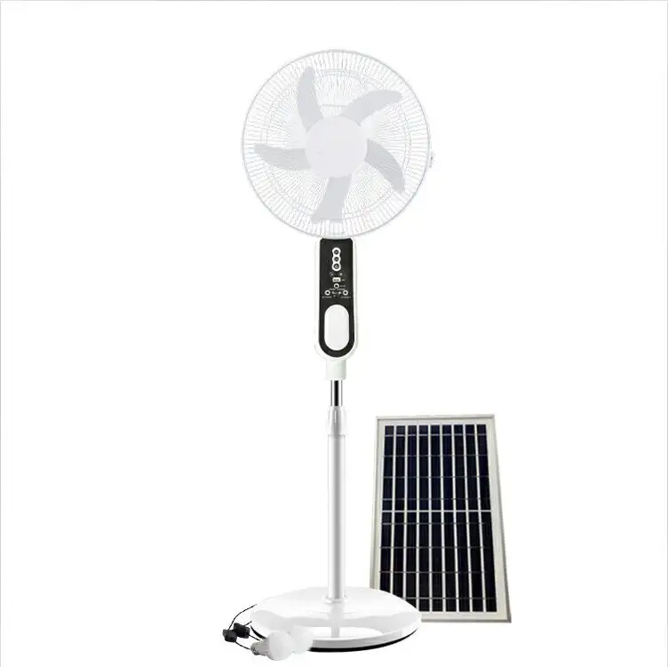 Teyoza ventilador solar de 18 ipolegadas 12v dc, ventilador solar f recarregável ac dc suporte barato com painel solar e luz