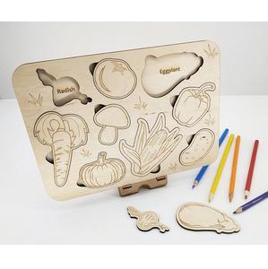 Rompecabezas de Vegetales de Madera Hecho a Mano con Materiales Seguros No Tóxicos, Diseño Duradero, Ideal para Salas de Juego y Guarderías - Product Image 1