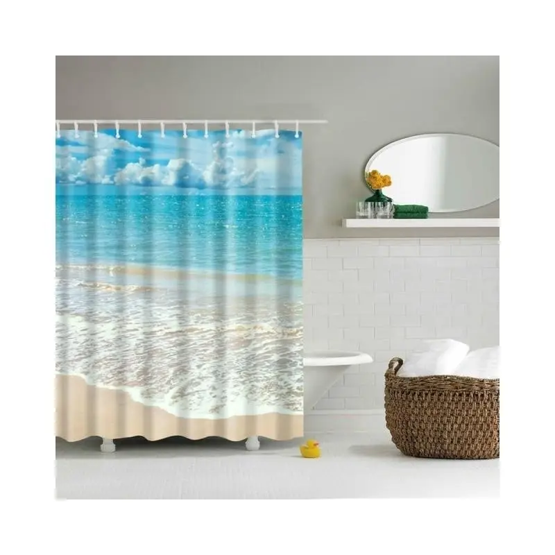 New Colorido Eco-friendly Praia Banheiro Produtos Poliéster Alta Qualidade Lavável Bath Boho Decor Cortinas De Chuveiro