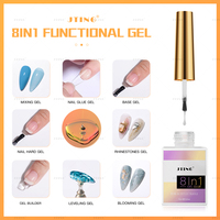 JTING Hot Popular 8IN1 Multi Fungsi Lem Gel Kuku untuk Rhinestone, Hard Top Coat, Base Gel, Nail Blooming, Mixing Gel OEM ODM