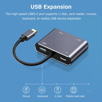 Adaptor USB-C ke /VGA Baru dengan 4K HD USB 3.0 PD AC Power Aluminium Alloy Laptop Docking Hub untuk Dukungan Monitor Ganda.