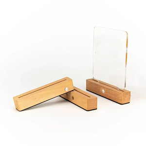 7 màu sắc gỗ Acrylic không dây <span class=keywords><strong>LED</strong></span> Đèn chủ sở hữu <span class=keywords><strong>LED</strong></span> bảng ánh sáng căn cứ pin lithium đêm đèn cơ sở hình chữ nhật trang trí bằng gỗ - Product Image 6