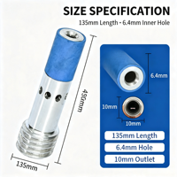 Buse de sablage Venturi ultra-mini Born Machinery 135 mm, trou intérieur 6,4 mm, en alliage d'aluminium aéronautique et carbure de tungstène, usinée CNC