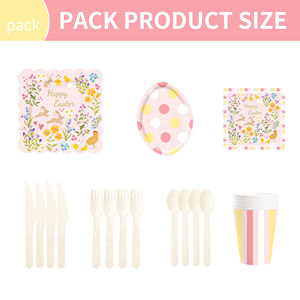 DAMAI Easter Theme Party Decoration with Bunny PinkDisposable Party Paper Plate Cup Napkin Tableware Set for Kid Party - Product Image 6