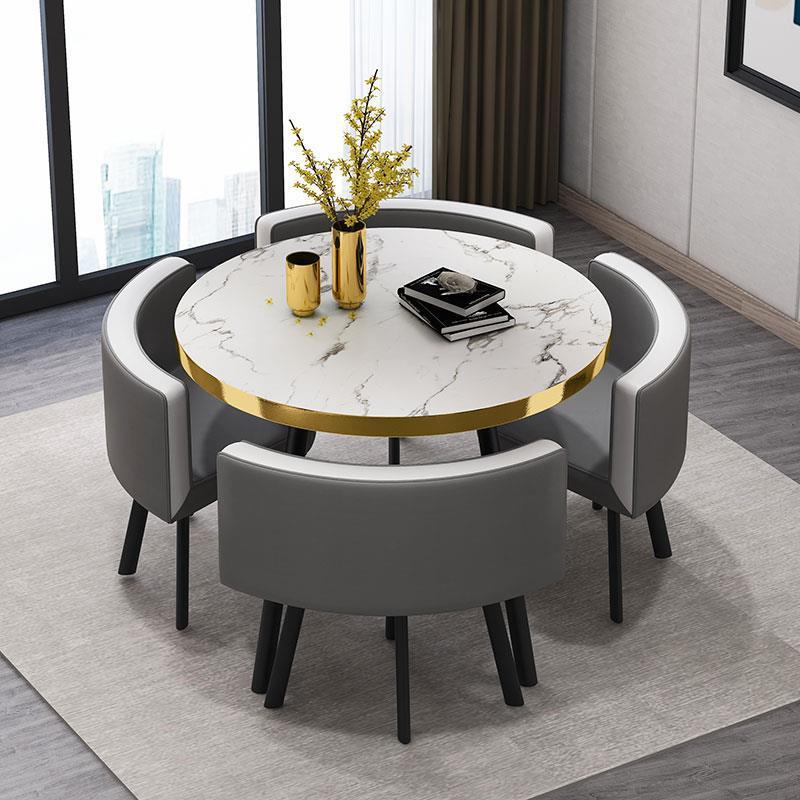 Blanc gris 1 table 4 chaises pieds noirs