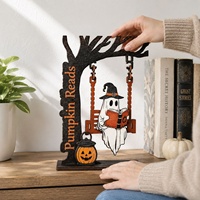 Ornement d'étagère en acrylique imprimé, motif fantôme d'Halloween, décoration saisonnière pour étagère, bureau et décoration intérieure