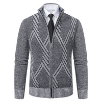 Pull pour homme, automne et hiver, nouveau pull en velours rembourré, taille plus, pull décontracté pour homme, col montant, cardigan à manches longues, manteau