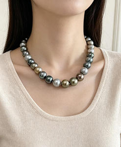 Collar de Perlas de Agua de Mar Tahitianas de 11-14 mm con Cierre de Plata 925, Estilo Morandi - Product Image 6