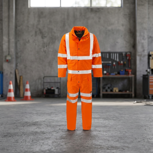 High Visibility Cotton Work Coverall Protective Safety Anti-Bacterial Reflective Striped Customizable Digital Printing Needle - Product Image 3