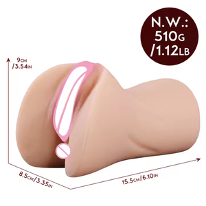 Copa de Masturbación Masculina de Doble Canal TPE, Herramienta Sexual para Adultos, Copa Vibradora Manual con Textura de Piel Real - Product Image 3