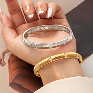 Four Pointed Star Brushed Snowflake Bangle Gold And Silver <b>Copper</b> Jewelry Wedding Fashion <b>Bracelet</b> - Product Image 1