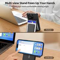 Nouveau Portefeuille en Cuir PU RFID Mince avec Support Téléphone, Porte-Cartes MagSafe, Pince à Billets Magnétique et Traceur de Puce - Vente Flash