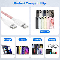 Cordon de câble en nylon tressé de 1m de type C pour iPhone 16 15 Plus Pro Max, câble de chargeur USB C à type C à charge rapide pour iPhone 15 16