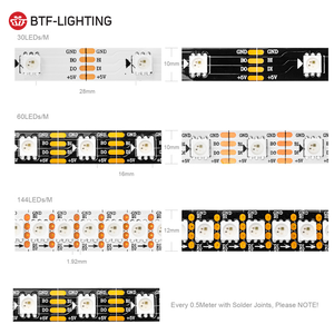 Tira de LED <span class=keywords><strong>BTF</strong></span> <span class=keywords><strong>LIGHTING</strong></span> WS2813 5V IP65 Impermeable con Doble Señal de Respaldo, Tira de Luces LED RGB Pixel direccionables Individualmente - Product Image 4