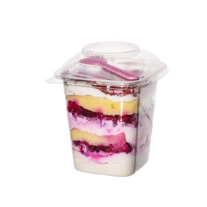 Lesui - Nuevos Vasos Desechables Cuadrados de 24oz para Postres, Vasos de Plástico para Helado, Yogur y Postres con Tapa y Cuchara - Product Image 2
