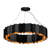 Lustre Moderne au Design Nordique 2026, Créatif et Luxueux, Rond Noir, pour Villa, Salon, Décoration Intérieure, Éclairage LED
