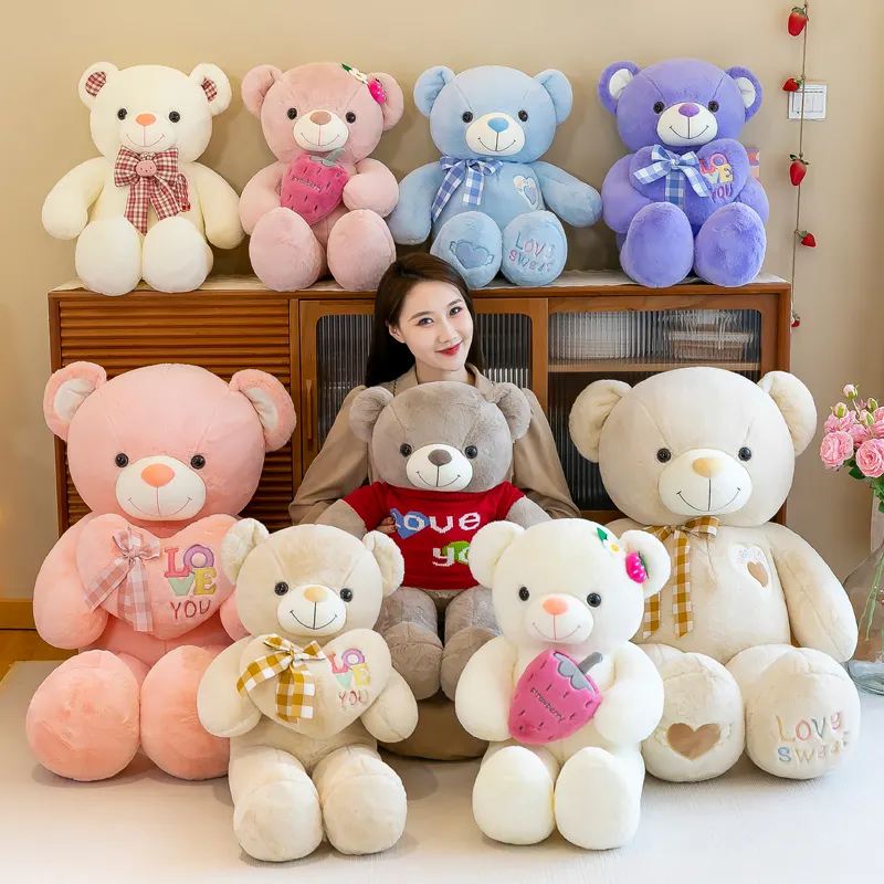 75cm 100cm 120cm Giant Valentine Teddy Bears Stuffed Animal Valentine's Gift Big Teddy Bear with Rose Plush Toys