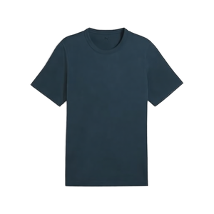 T-shirt décontracté pour homme grande taille, col rond, manches courtes, coupe classique, en jersey 100% coton doux, couleur noir chiné, personnalisable sur le devant - Product Image 1