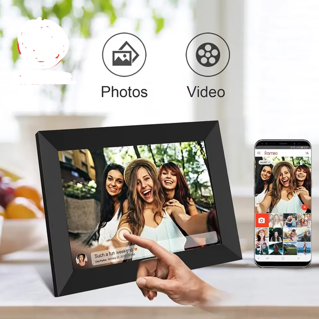 Acrylic Digital Picture Frame 101 Inch 64GB Smart WiFi Photo Frame 1280x800 IPS HD Touch Screen Wall Mountable