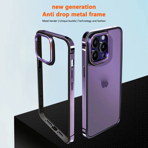 Coque de téléphone <span class=keywords><strong>en</strong></span> acier inoxydable avec bordure métallique, antichoc, avec cadre métallique pour la caméra, protection pour iPhone 15 14 Pro Max - Product Image 2