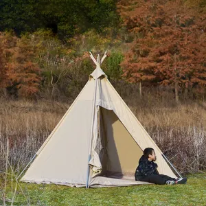 T004 tente pyramide indienne pliante, étanche, à double porte, portable pour le camping en plein air