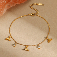 Bracelet pendentif queue de poisson en acier inoxydable italien Bracelet à breloques chaîne Zircon Bijoux étanches en or 18k