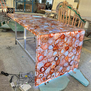 Dalle de comptoir en <span class=keywords><strong>agate</strong></span> verte rétroéclairée personnalisée, pierre lumineuse pour îlot de cuisine, dessus de table, panneau mural - Product Image 6